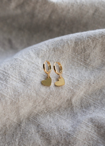 Gold Heart Huggie Earrings